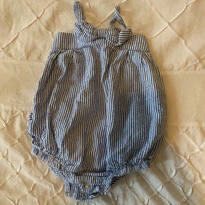 Navy and White Seersucker bubble 18-24 months